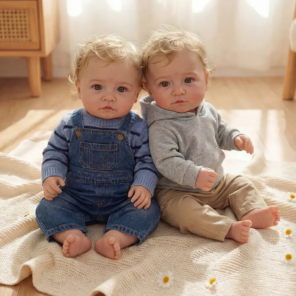 20" Reborn Baby Boy Doll with Curly Blonde Hair, photograph 4