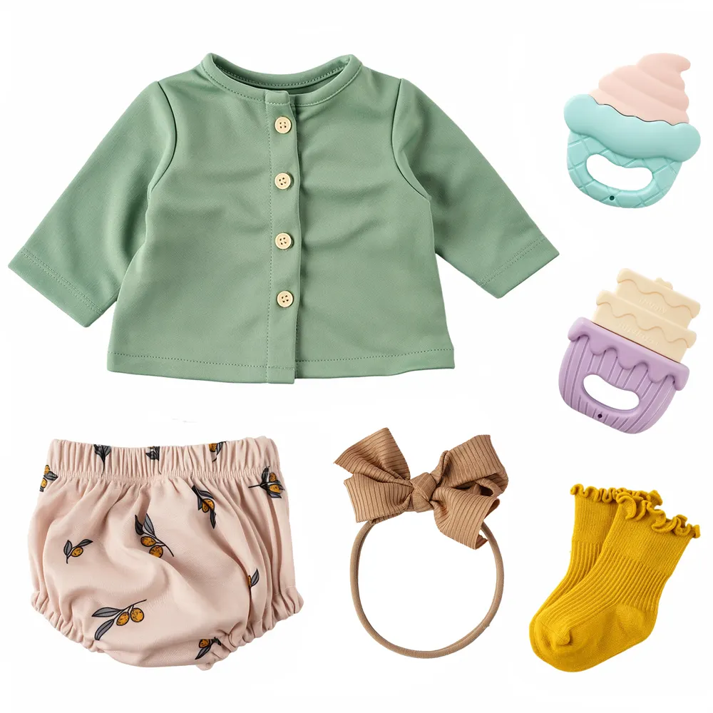 20" Reborn Baby Doll Green 6 Pcs Set Clothing Accessories