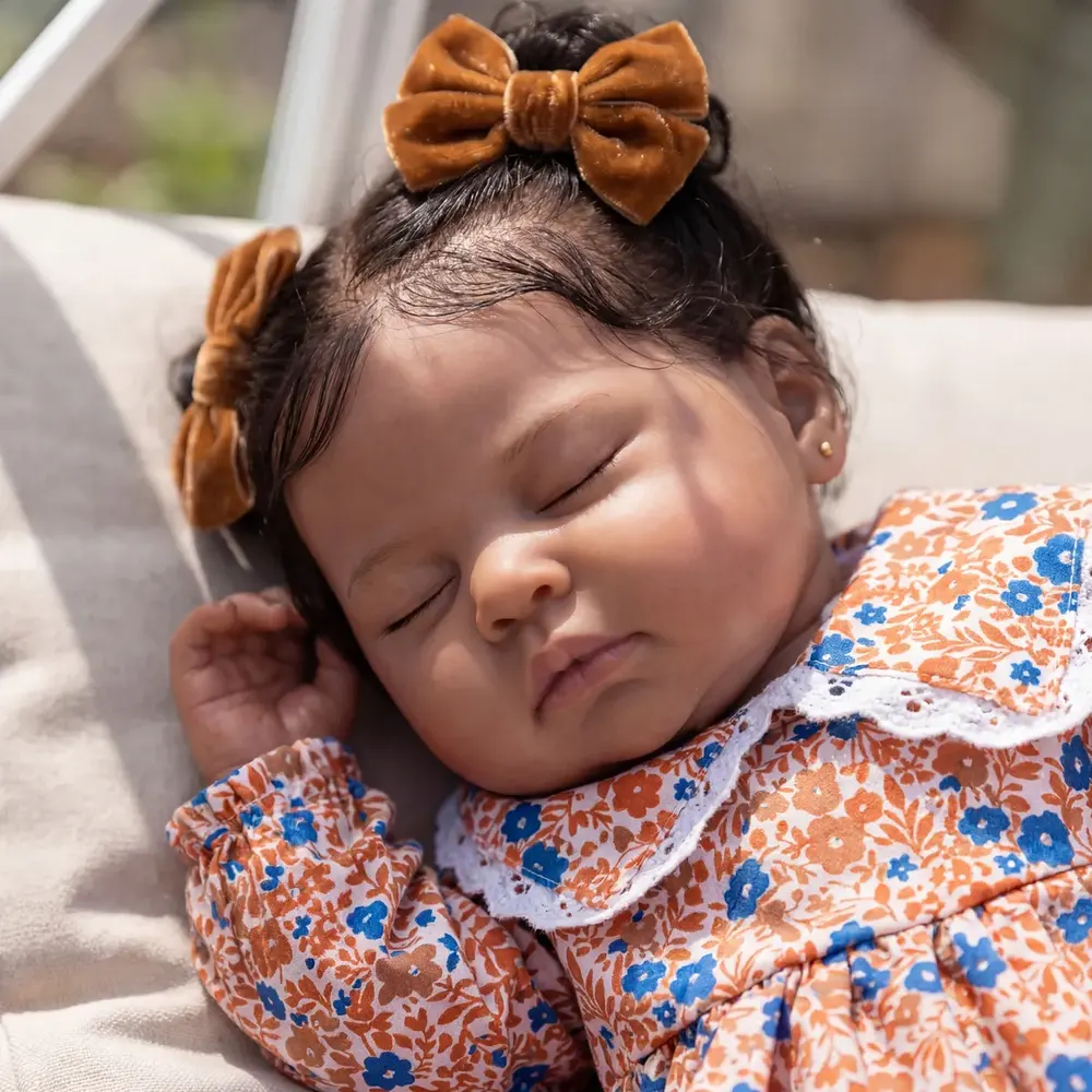 20" Reborn Baby Dolls Black with Smooth Skin, Toddler Girl with Sleeping Face, photograph 3