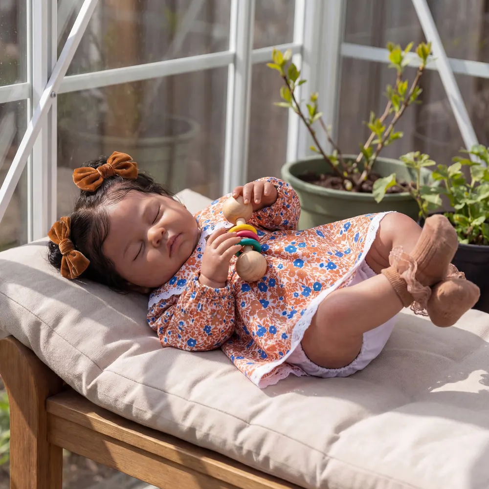 20" Reborn Baby Dolls Black with Smooth Skin, Toddler Girl with Sleeping Face, photograph 5