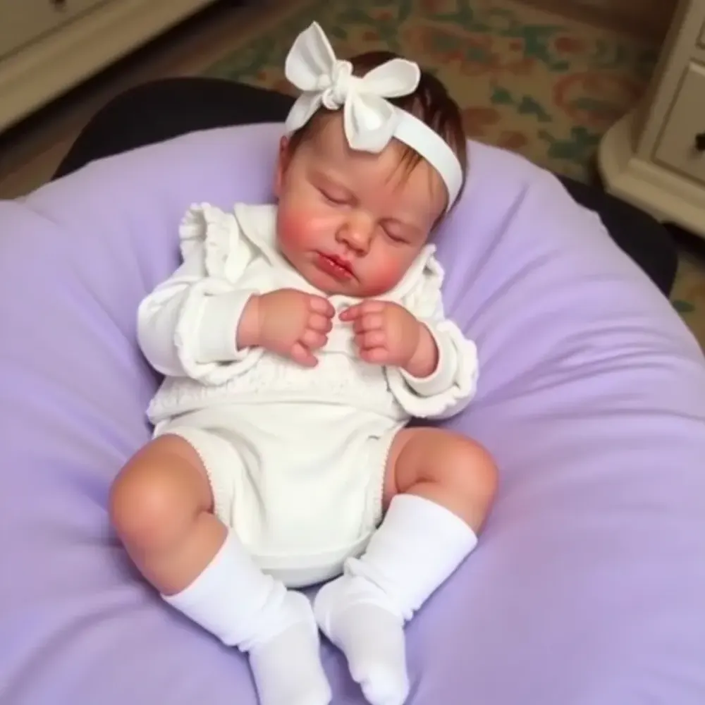20" Reborn Lifelike Sleeping Baby Girl Fukion Cloth Body Reborn Doll Set, photograph 4