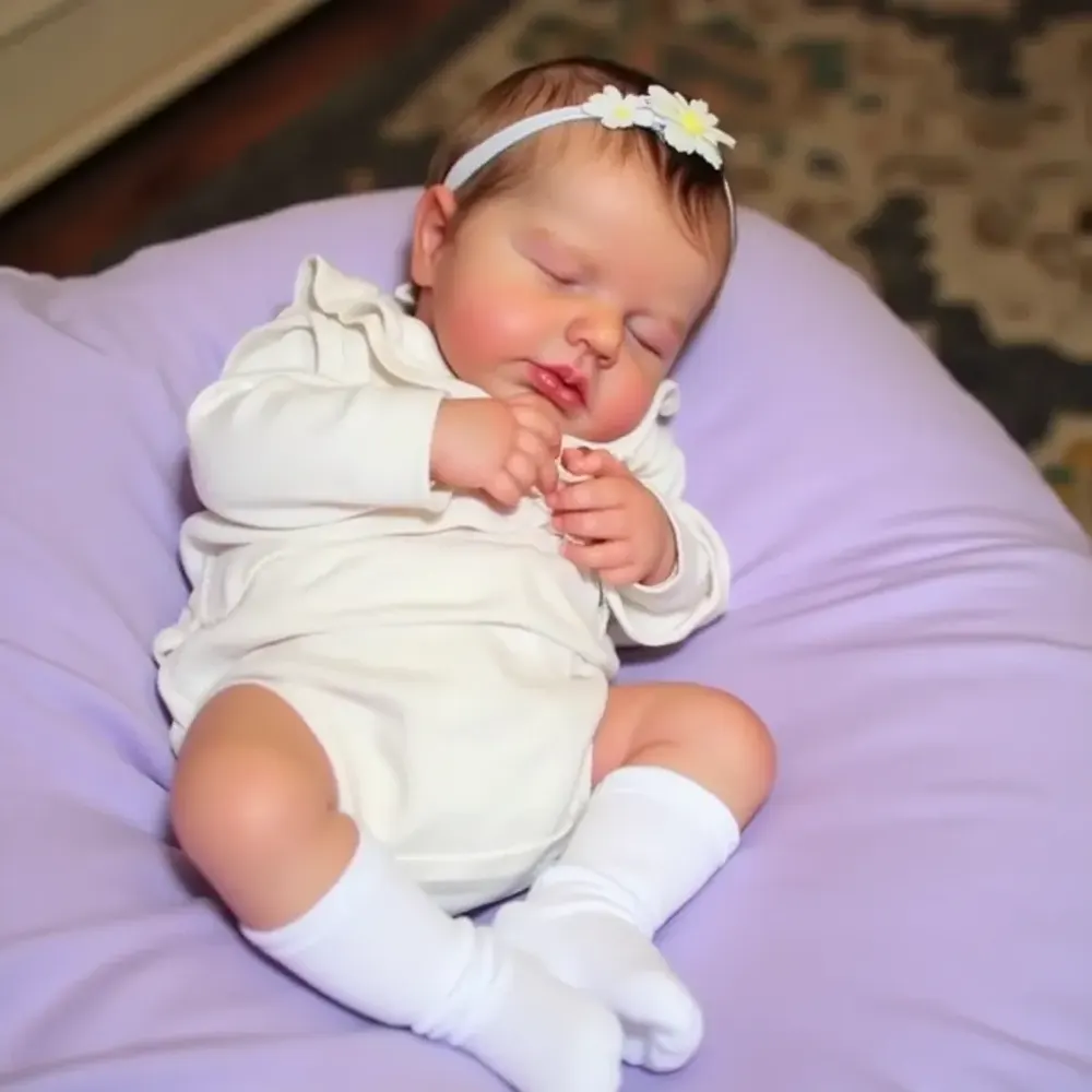 20" Reborn Lifelike Sleeping Baby Girl Fukion Cloth Body Reborn Doll Set, photograph 5