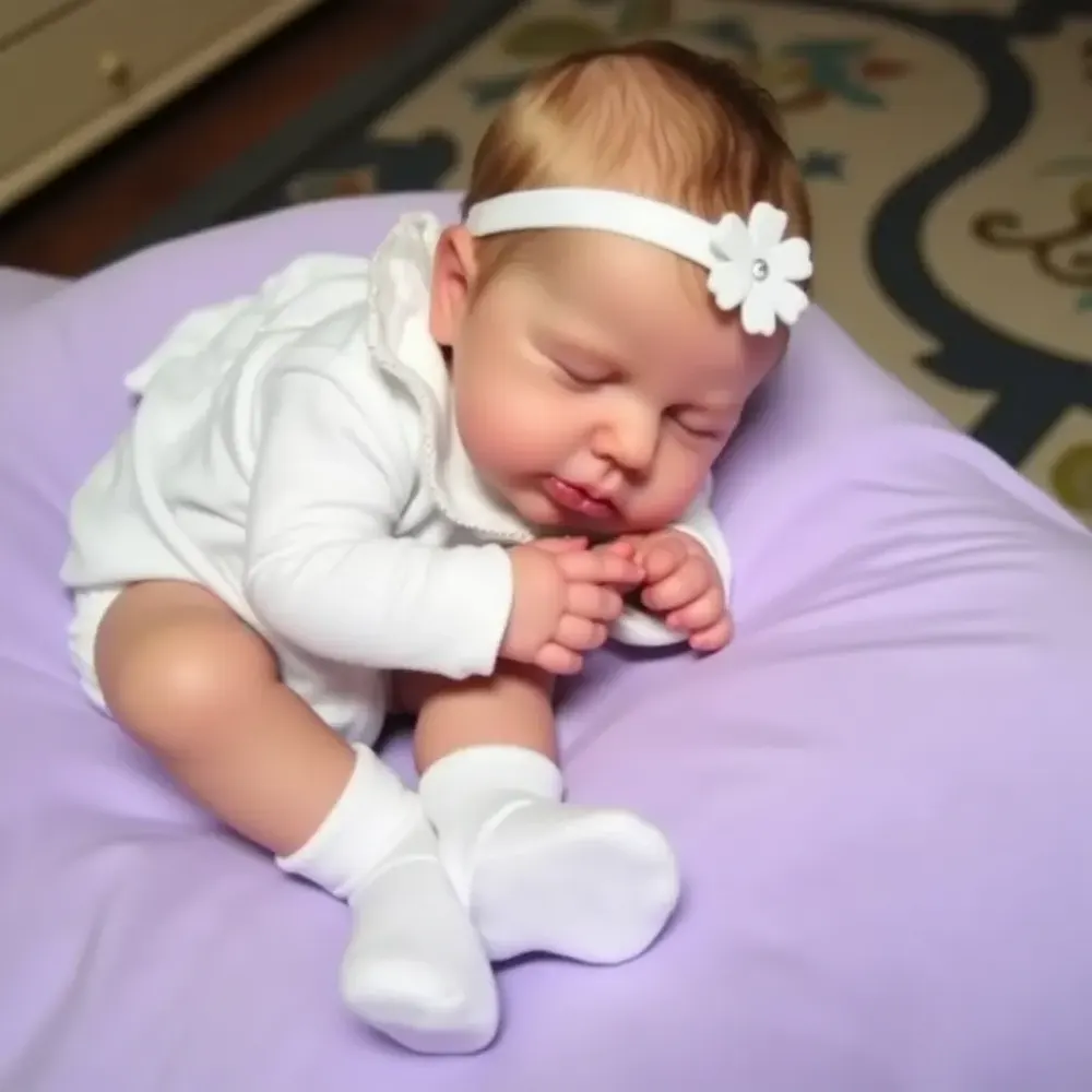 20" Reborn Lifelike Sleeping Baby Girl Fukion Cloth Body Reborn Doll Set, photograph 6