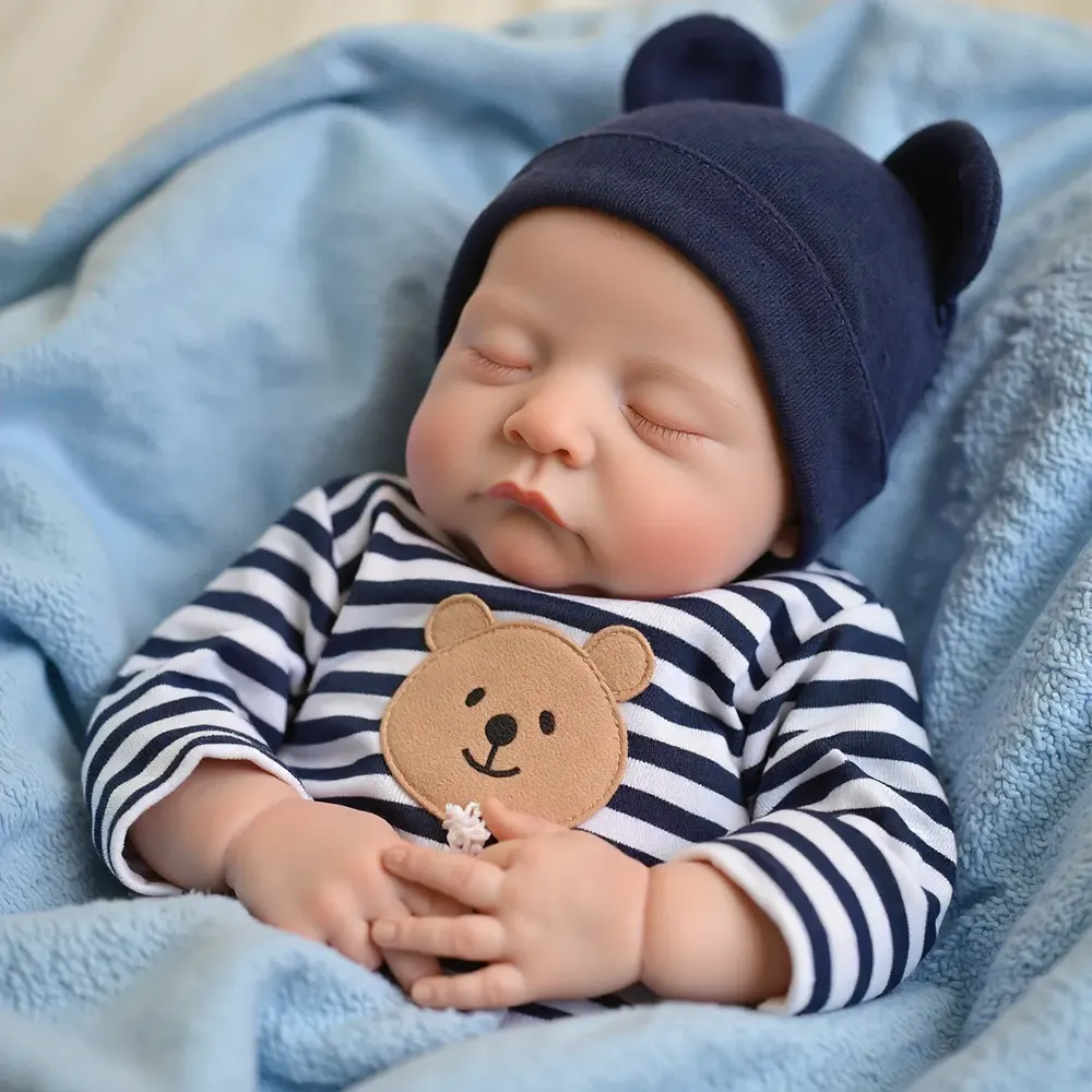 20" Reborn Newborn Sleeping Baby Doll Boy Jerly with Painted Hair, photograph 4