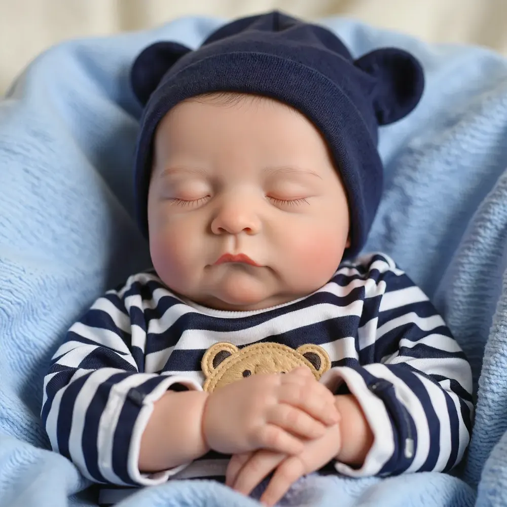 20" Reborn Newborn Sleeping Baby Doll Boy Jerly with Painted Hair, photograph 5
