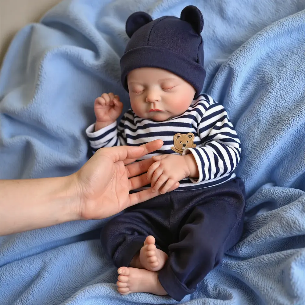 20" Reborn Newborn Sleeping Baby Doll Boy Jerly with Painted Hair, photograph 6