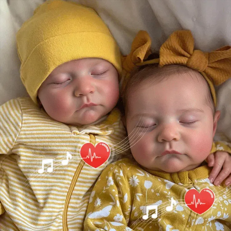 20" Reborn Sleeping Newborn Twins Boy and Girl Soft Silicone Baby Dolls Named Qunsa, photograph 6