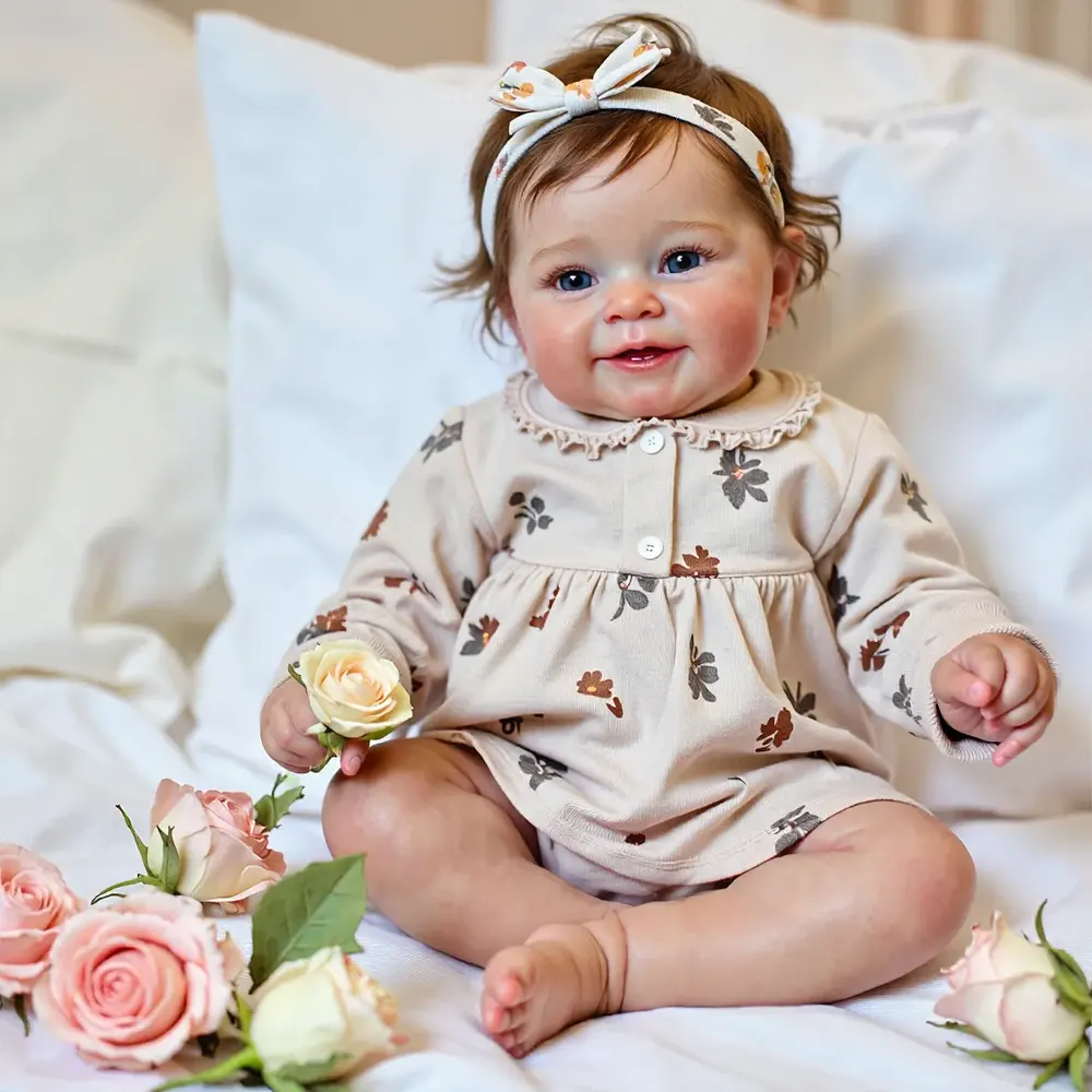 20" Reborn Toddler Realistic Baby Doll Girl Kezan with Brown Hair Special Gifts, photograph 2