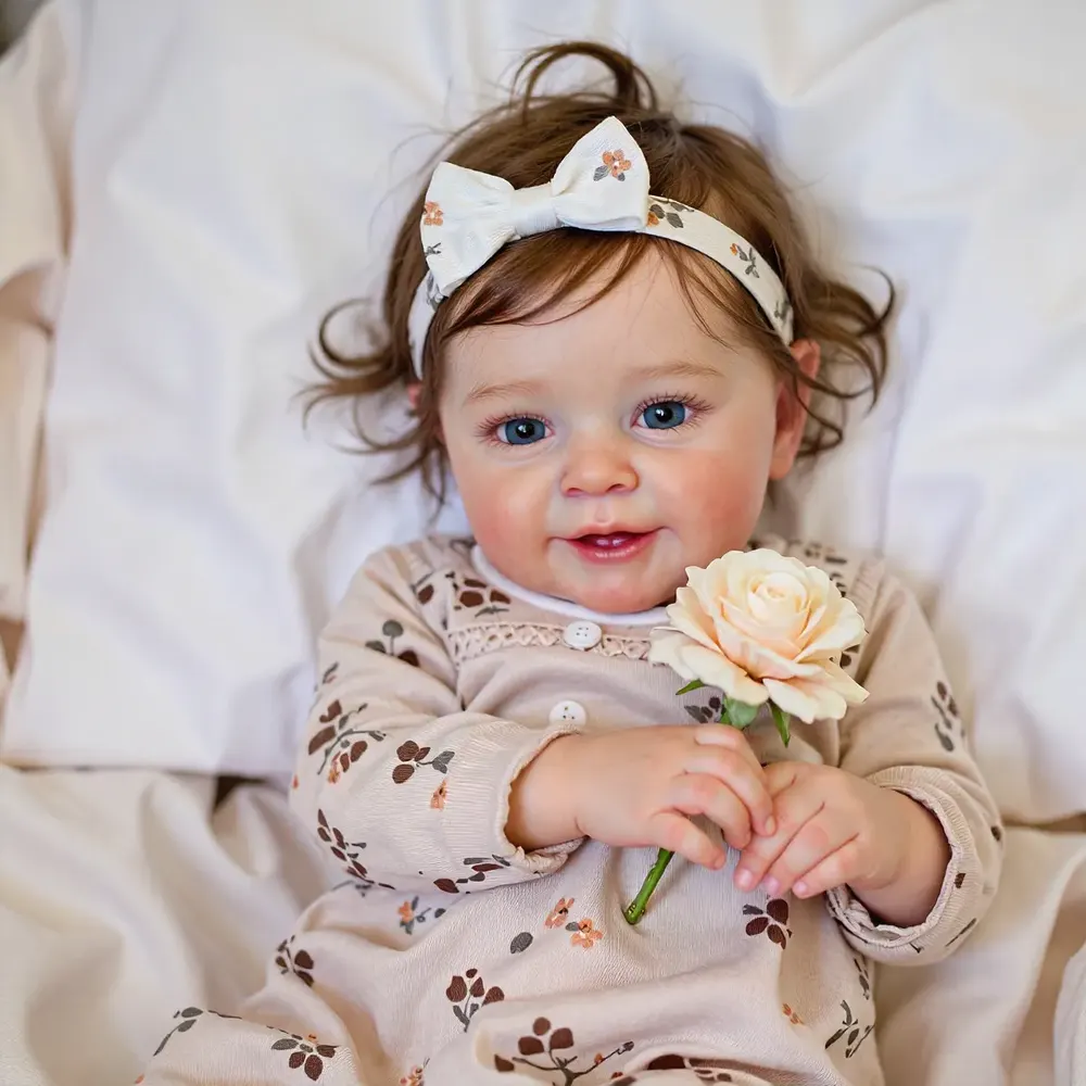 20" Reborn Toddler Realistic Baby Doll Girl Kezan with Brown Hair Special Gifts, photograph 5