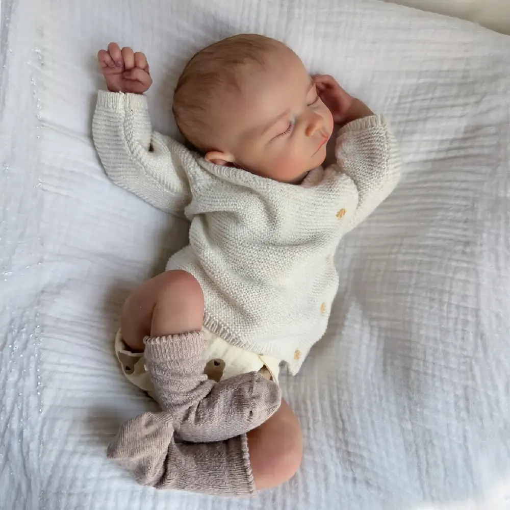 20" Sleeping Newborn-Style Reborn Baby, Soft Vinyl Material, Caucasian Skin, photograph 4