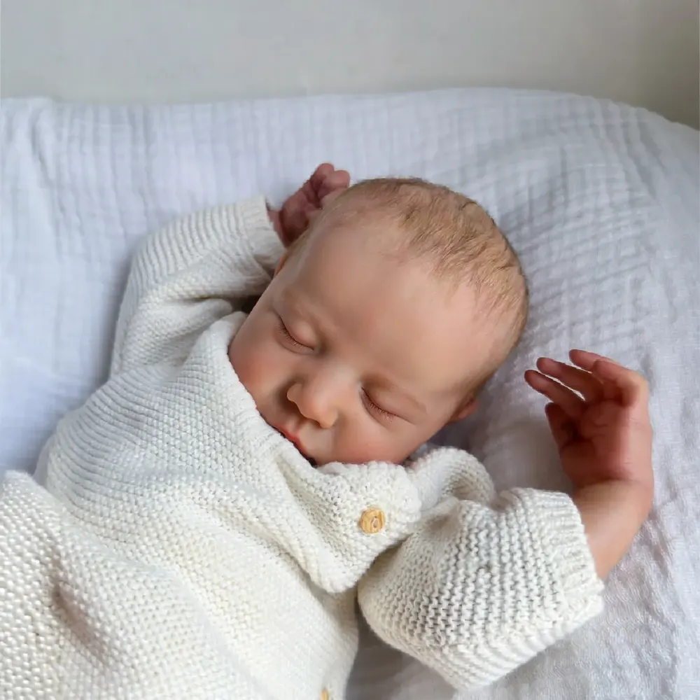 20" Sleeping Newborn-Style Reborn Baby, Soft Vinyl Material, Caucasian Skin, photograph 5