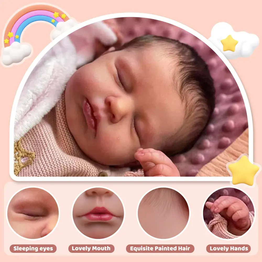 20" Soft Touch Sleeping Reborn Baby Doll Girl Named Iris Lifelike Newborn Chubby, photograph 2