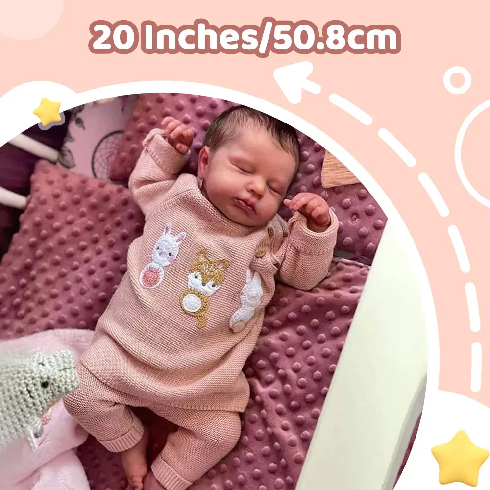 20" Soft Touch Sleeping Reborn Baby Doll Girl Named Iris Lifelike Newborn Chubby, photograph 3
