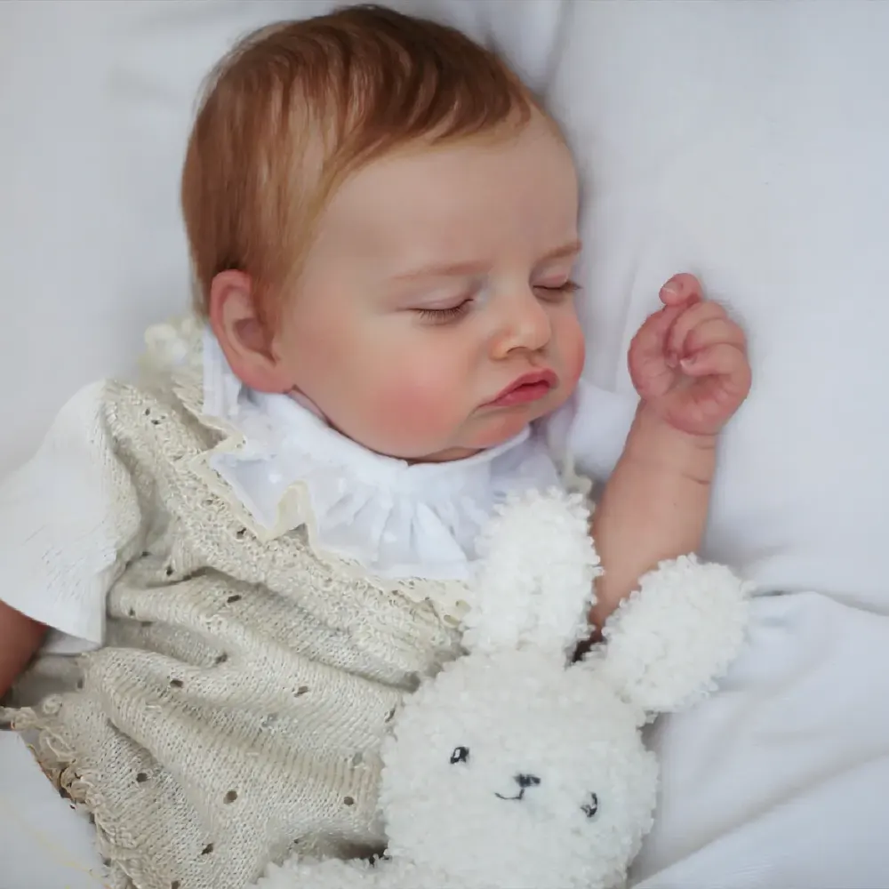 20" Soft Vinyl Newborn Baby Doll, Brown Hair, Closed Eyes, photograph 2