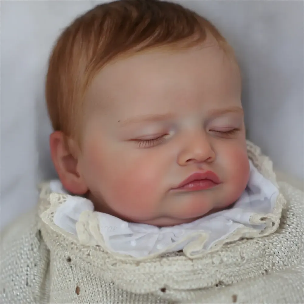 20" Soft Vinyl Newborn Baby Doll, Brown Hair, Closed Eyes, photograph 3
