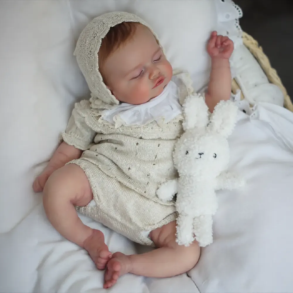 20" Soft Vinyl Newborn Baby Doll, Brown Hair, Closed Eyes, photograph 6