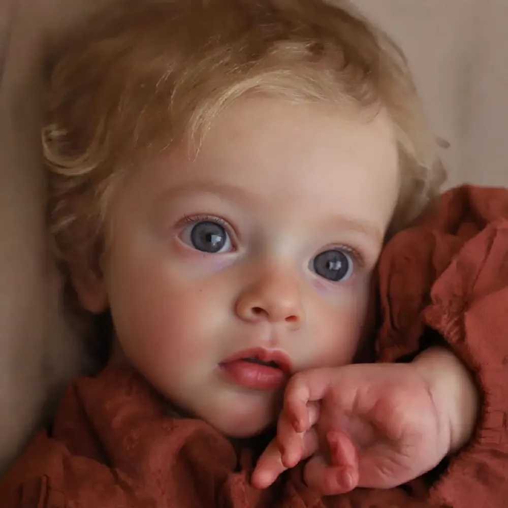 20" Soft Vinyl Reborn Baby Girl with Brown Hair, Blue or Brown Eyes, photograph 4