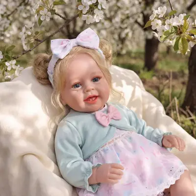 20" Toddler Reborn Girl with Adorable Smile, Baby Doll with Soft touch and Heartbeat