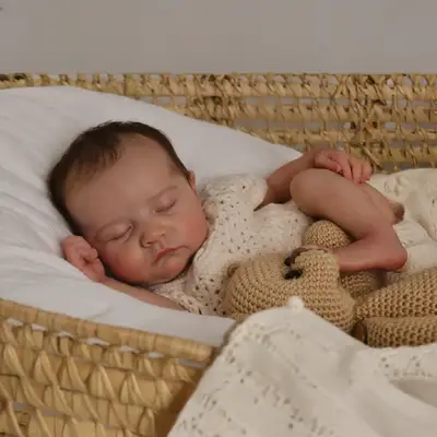 20" Vinyl Reborn Sleeping Baby Boy, Brown Hair, Caucasian Skin