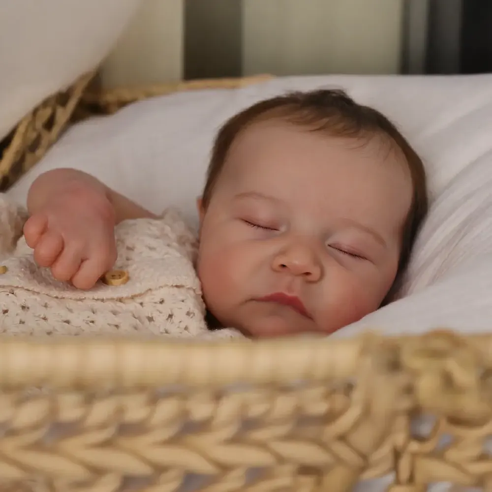 20" Vinyl Reborn Sleeping Baby Boy, Brown Hair, Caucasian Skin, photograph 3