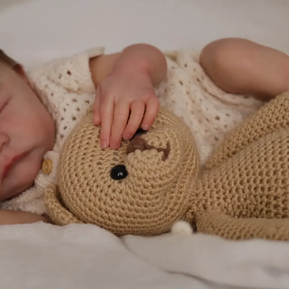 20" Vinyl Reborn Sleeping Baby Boy, Brown Hair, Caucasian Skin, photograph 6
