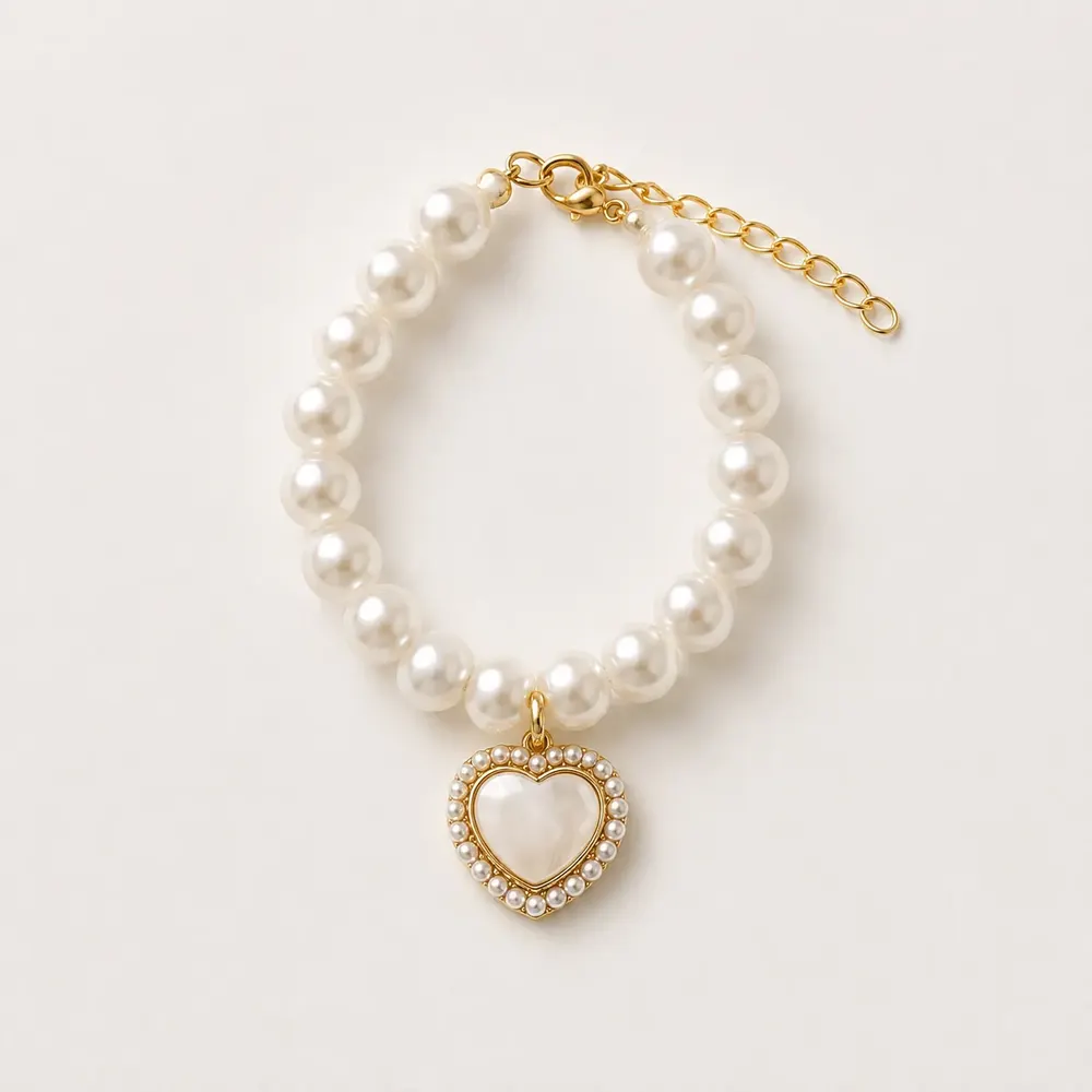 9" Pearl Heart Charm Bracelet for Reborn Dolls