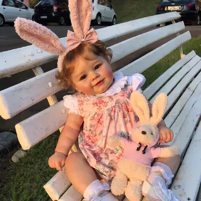 Awake Reborn Baby Girl Doll with Smiling Face, 20" Toddlers with Smooth Brown Hair