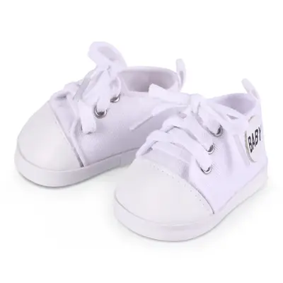 17"-20" Cute Clean White Canvas Shoes for Reborn Baby Doll Clothes Accessories