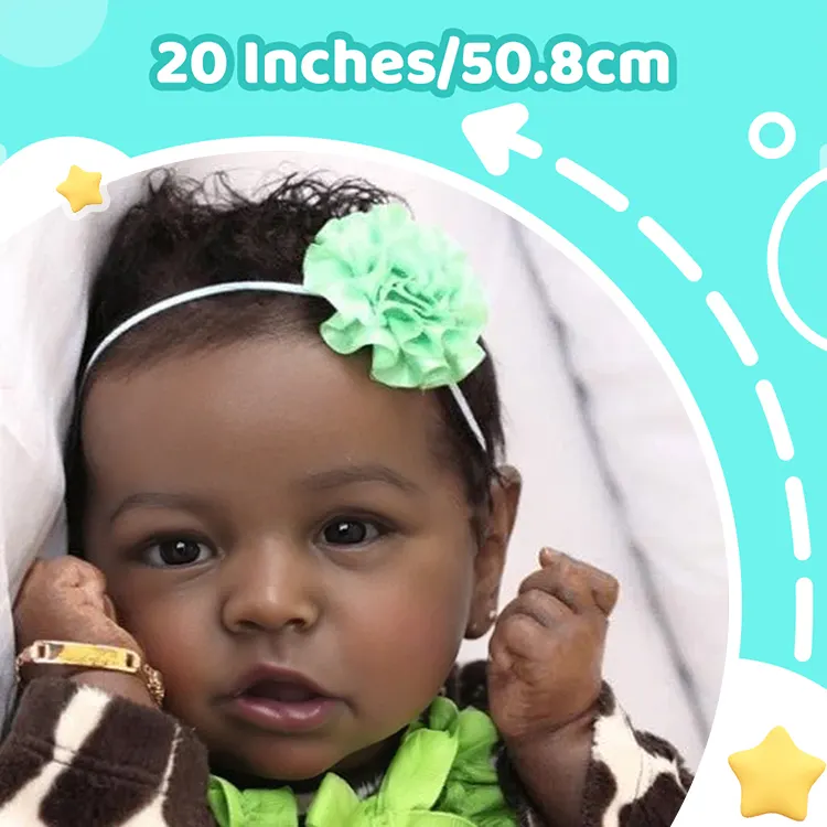 Black 20" African American Black Reborn Silicone Toddler Baby Doll Girl Hayley, photograph 3