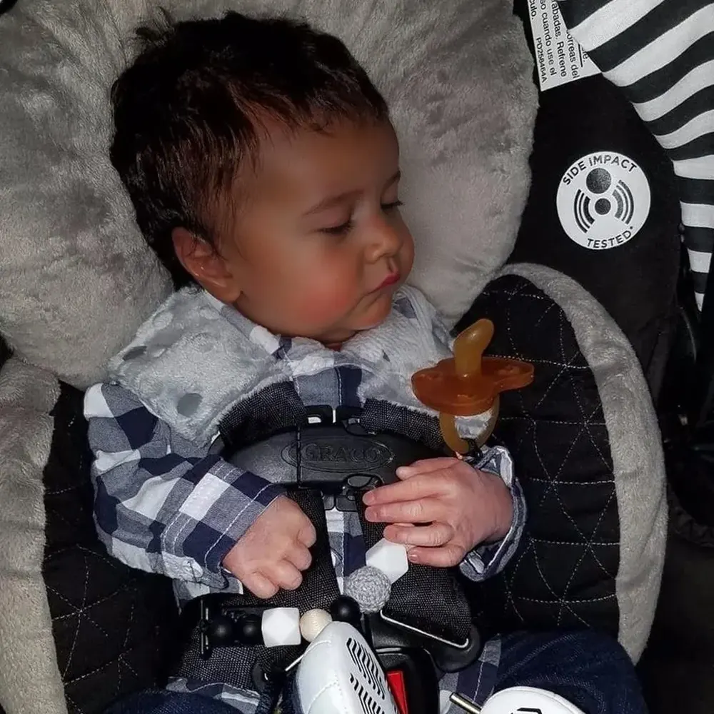 African American Boy Doll 20" Soft Weighted Body Lifelike Cute Handmade Silicone