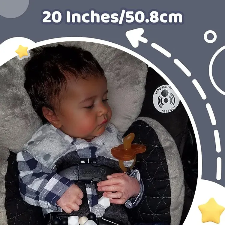 African American Boy Doll 20" Soft Weighted Body Lifelike Cute Handmade Silicone, photograph 3
