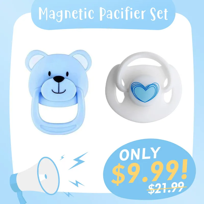 Blue Style Reborn Dolls Magnetic Pacifier 2 Piece Set Safest Reborn Baby Doll
