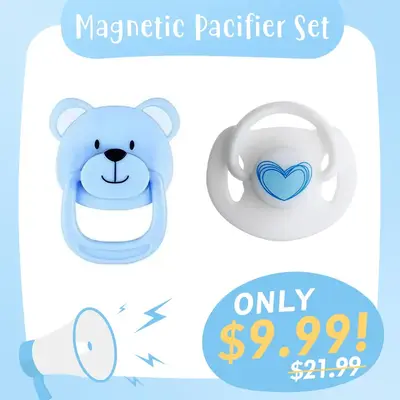 Blue Style Reborn Dolls Magnetic Pacifier 2 Piece Set Safest Reborn Baby Doll