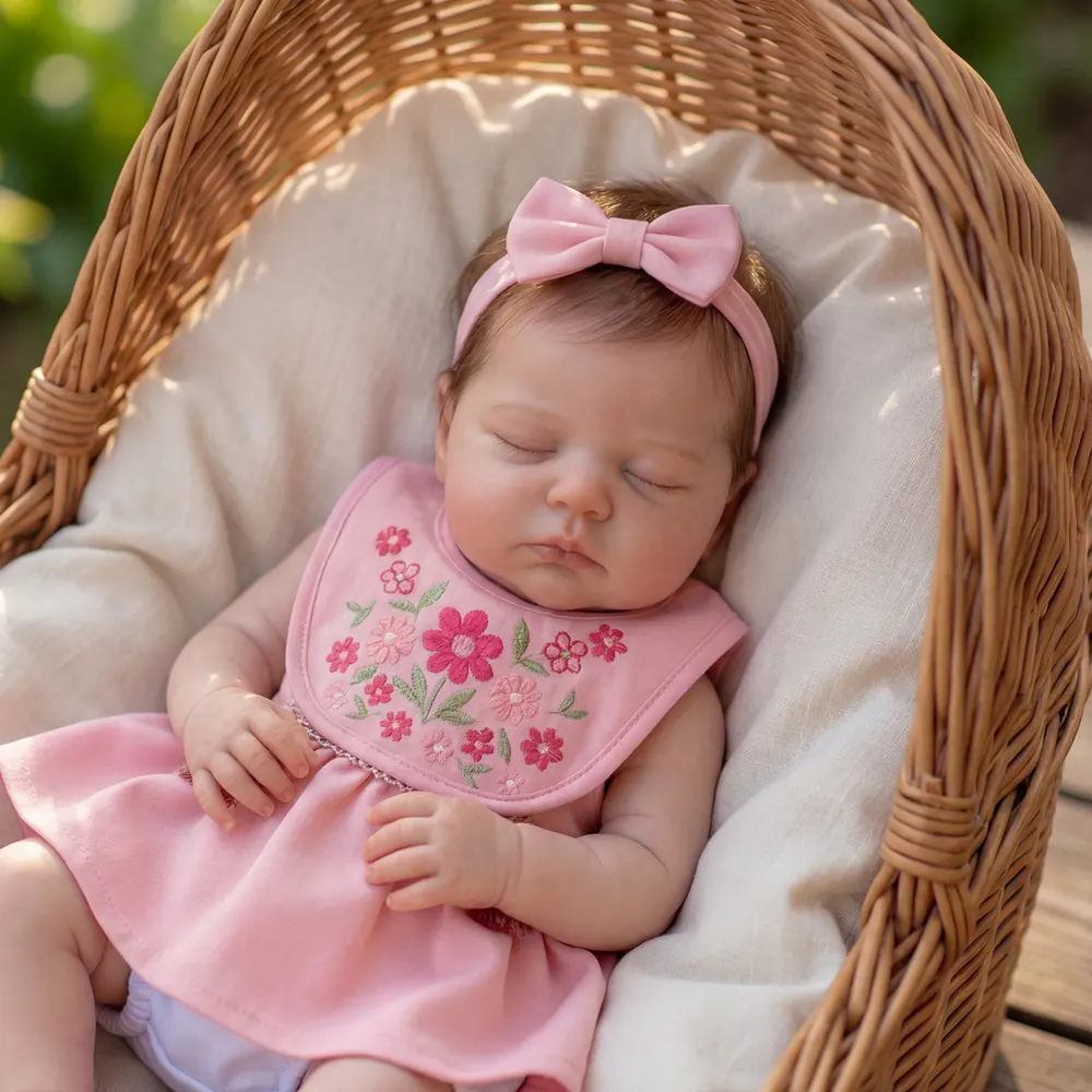 Breathing Reborn Baby Girl with Lifelike Heartbeat, 20" Newborns with Short Brown