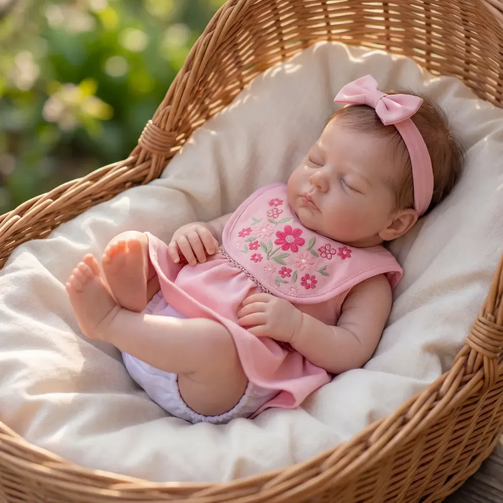 Breathing Reborn Baby Girl with Lifelike Heartbeat, 20" Newborns with Short Brown, photograph 6