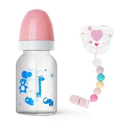 Cute Pink Magnetic Pacifier and Bottle 3 Pcs Set Safe Reborn Baby Doll Accessories