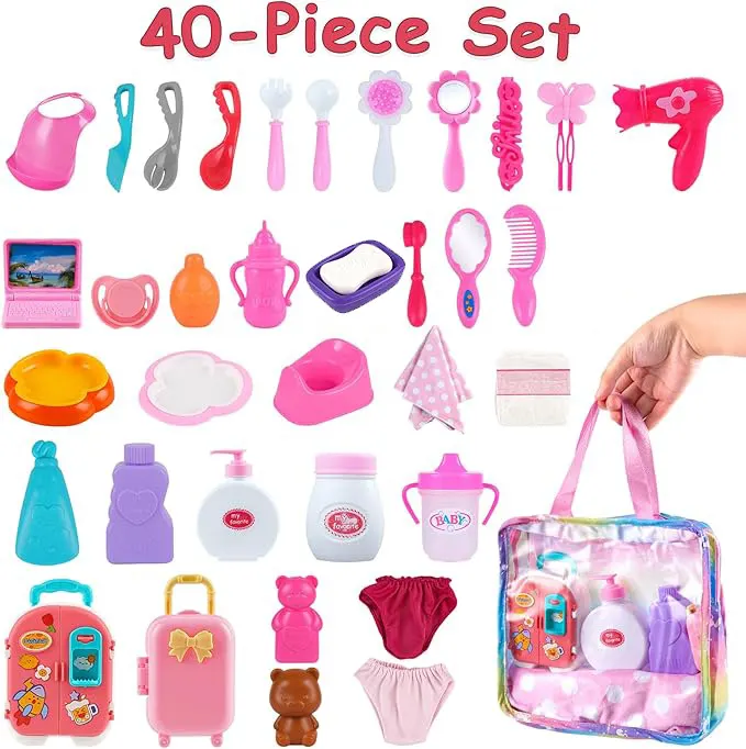 Doll Toy 40 Pcs Set Reborn Baby Doll Toy Accessories Set