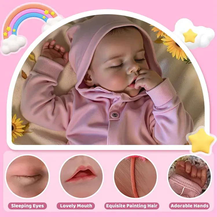 Eyes can Open and Close-17" Real Lifelike Reborn Newborn Baby Doll Girl Rosalyn, photograph 3
