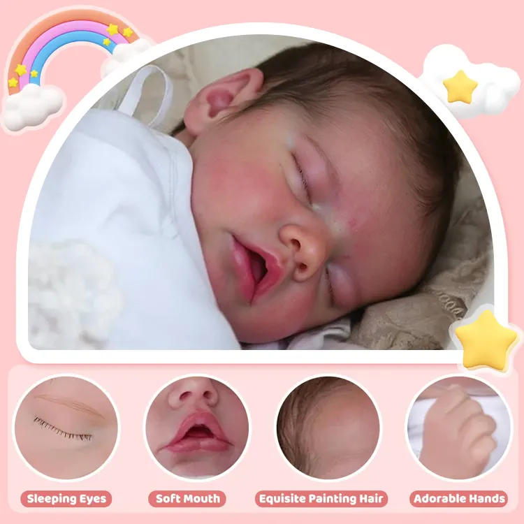 Eyes can Opened & Closed-[Heartbeat Doll]17" Handmade Real Lifelike Heida Sleeping, photograph 3