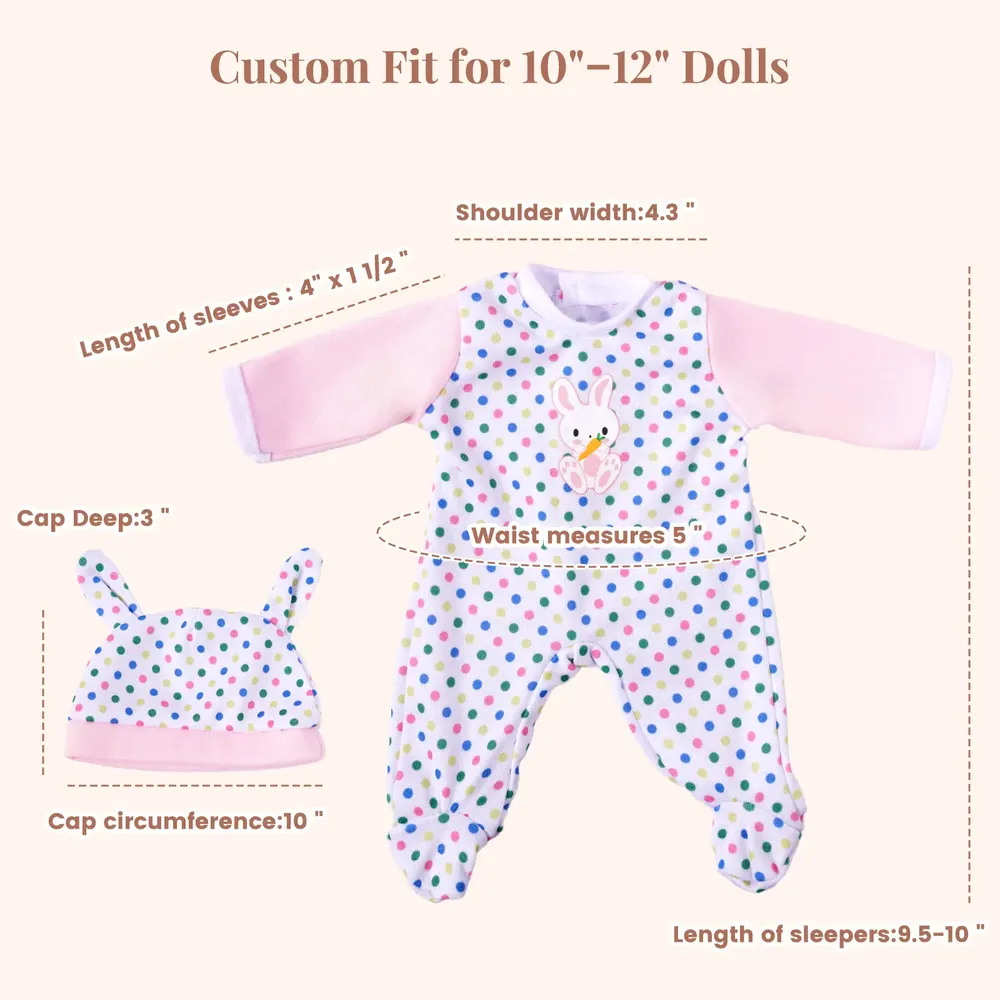 10-12" Reborn Baby Dolls Multi-style Clothing Set for Girls 3Pcs Accessories Set, photograph 4