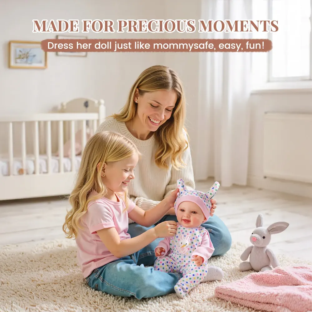 10-12" Reborn Baby Dolls Multi-style Clothing Set for Girls 3Pcs Accessories Set, photograph 6