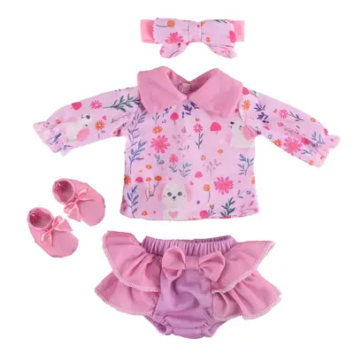 12-16" Full Silicone Reborn Baby Doll Pink Puppy Flower Set 4pcs Clothing