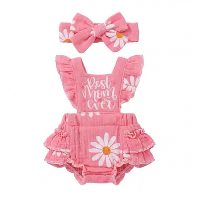 12"/16" Pink daisy floral print Set Adorable Spring Bodysuit for Reborn Babies