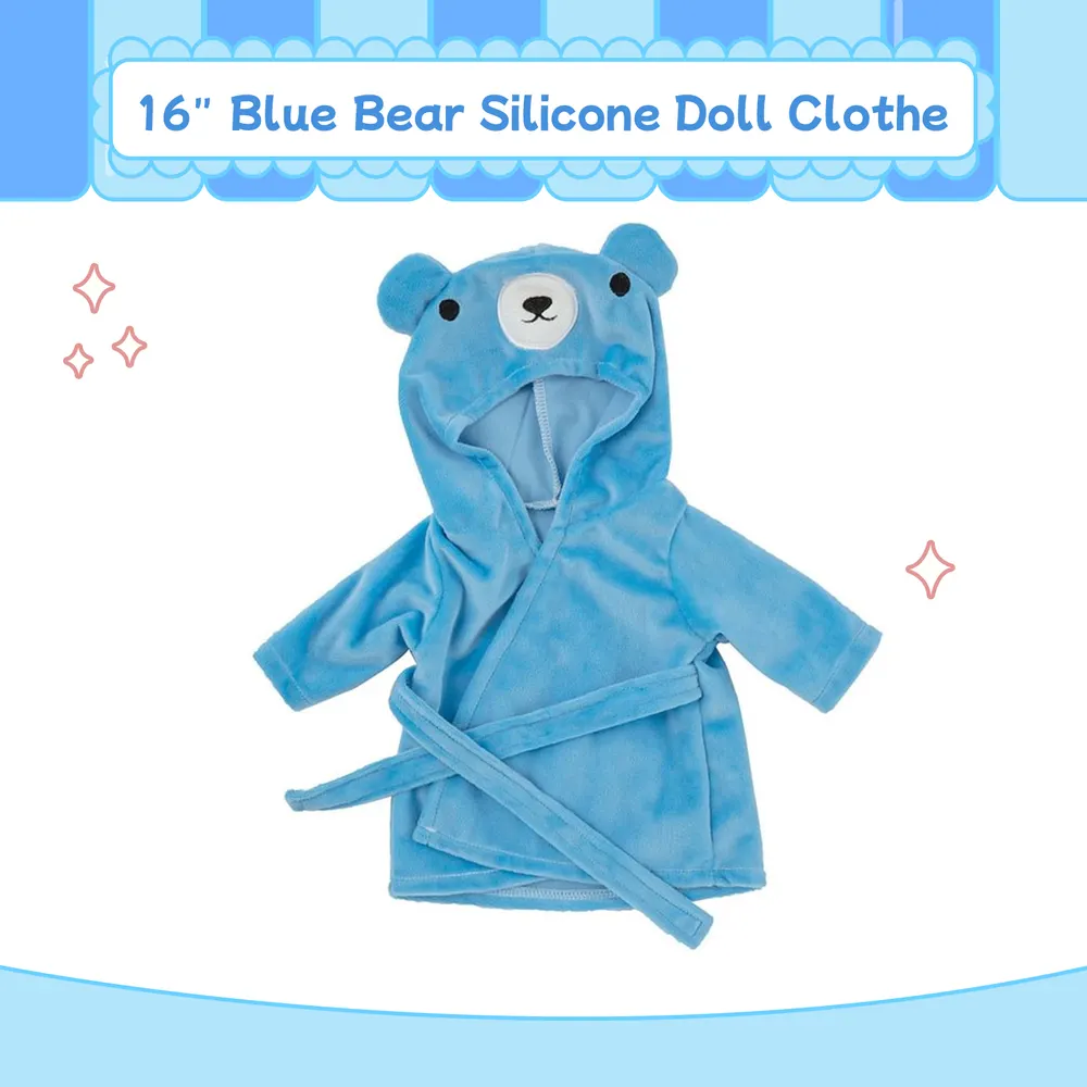 16" Full Body Silicone Baby Blue Bear Nightgown Clothes Accessories