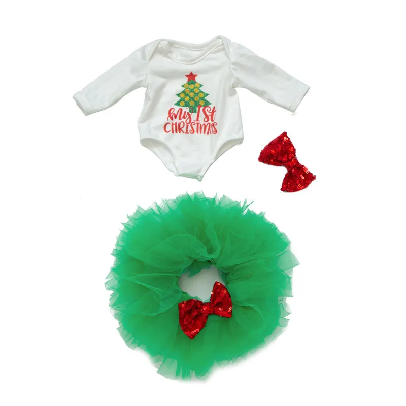 16" Full Body Silicone Baby Girl Christmas Tree Wreath Skirt Set Clothes Accessories