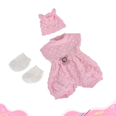 16" Full Body Silicone Baby Girl Doll Pink Clothing 3-Pieces Set Accessories