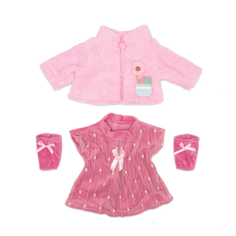 16" Full Body Silicone Baby Girl Doll Pink Clothing 3-Pieces Set Accessories