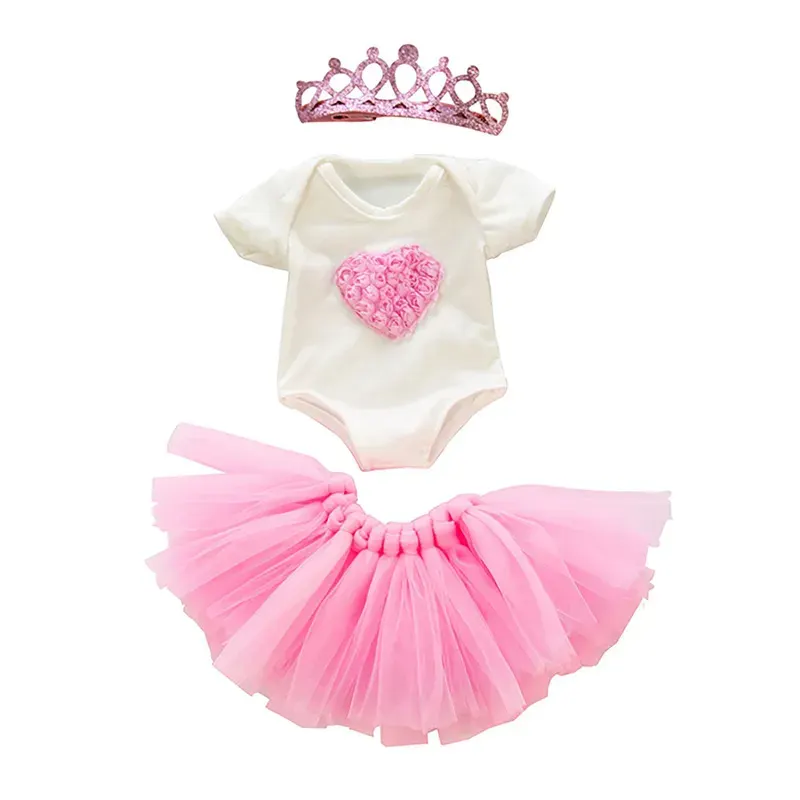 16" Full Body Silicone Baby Girl Doll Pink Clothing 3-Pieces Set Accessories, photograph 2