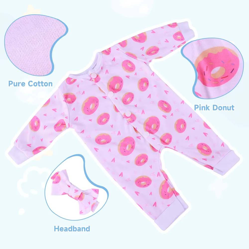 17-22" Reborn Baby Doll Dessert Theme Set Donuts, Pizza, Milk, Candy, photograph 3