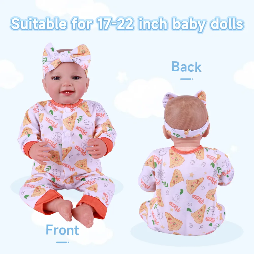 17-22" Reborn Baby Doll Dessert Theme Set Donuts, Pizza, Milk, Candy, photograph 4